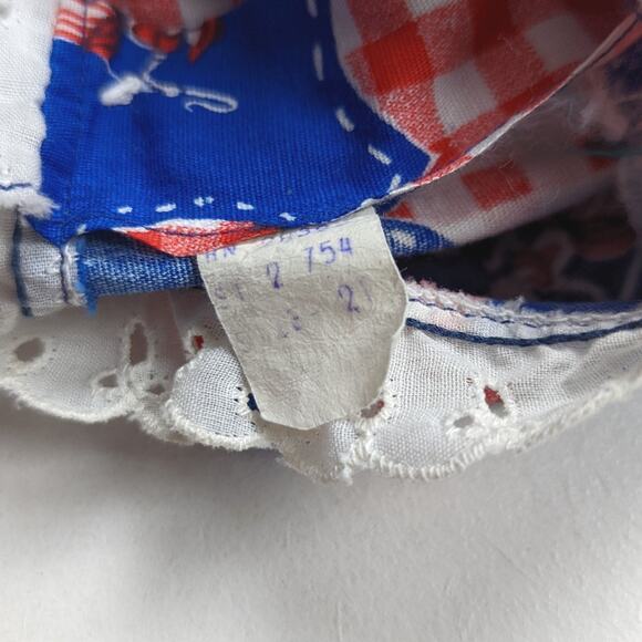 Vintage Maxi Dress Girls Size 2T Blue Heart Novelty Apron - Picture 4 of 4